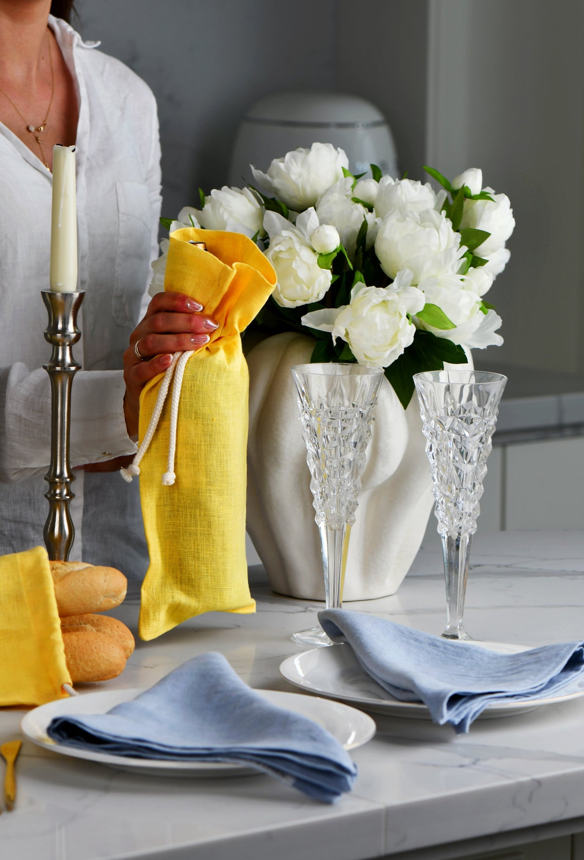Linen napkins TN001 in LIGHT BLUE (103)
