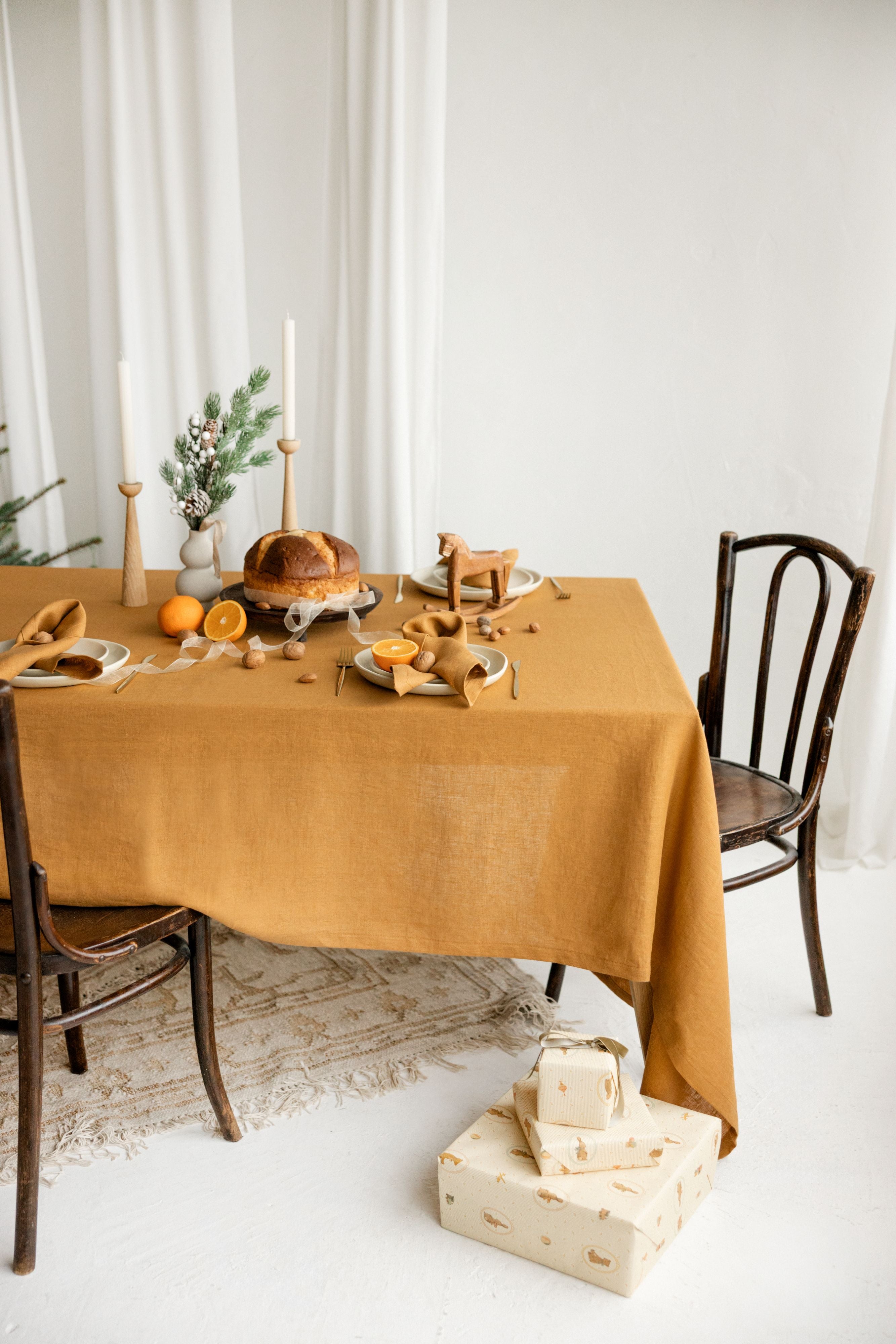 Linen Tablecloth TC002 in MAPLE COLOUR (598)
