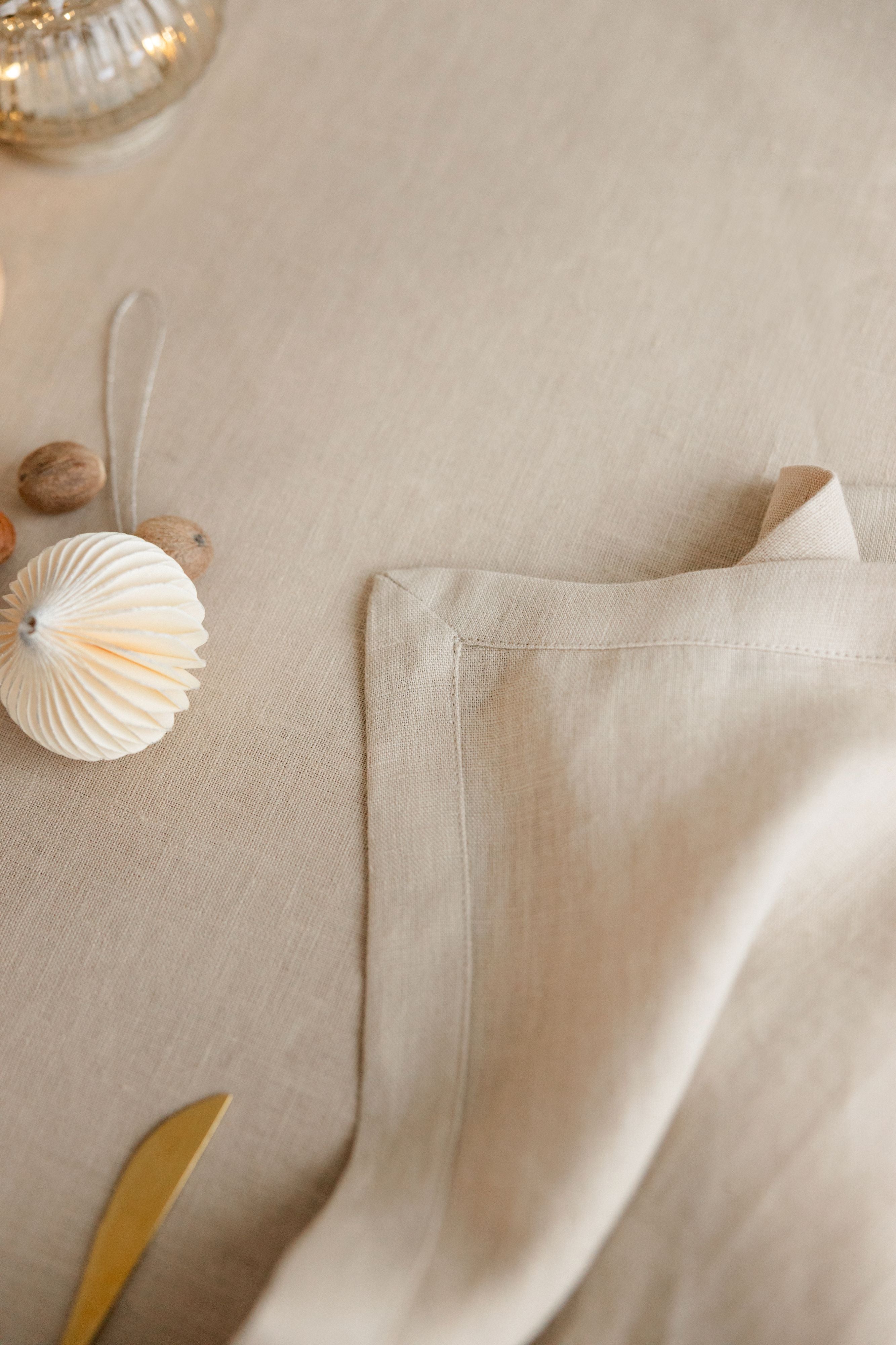 Linen Tablecloth TC002 in BEIGE COLOUR (2370)