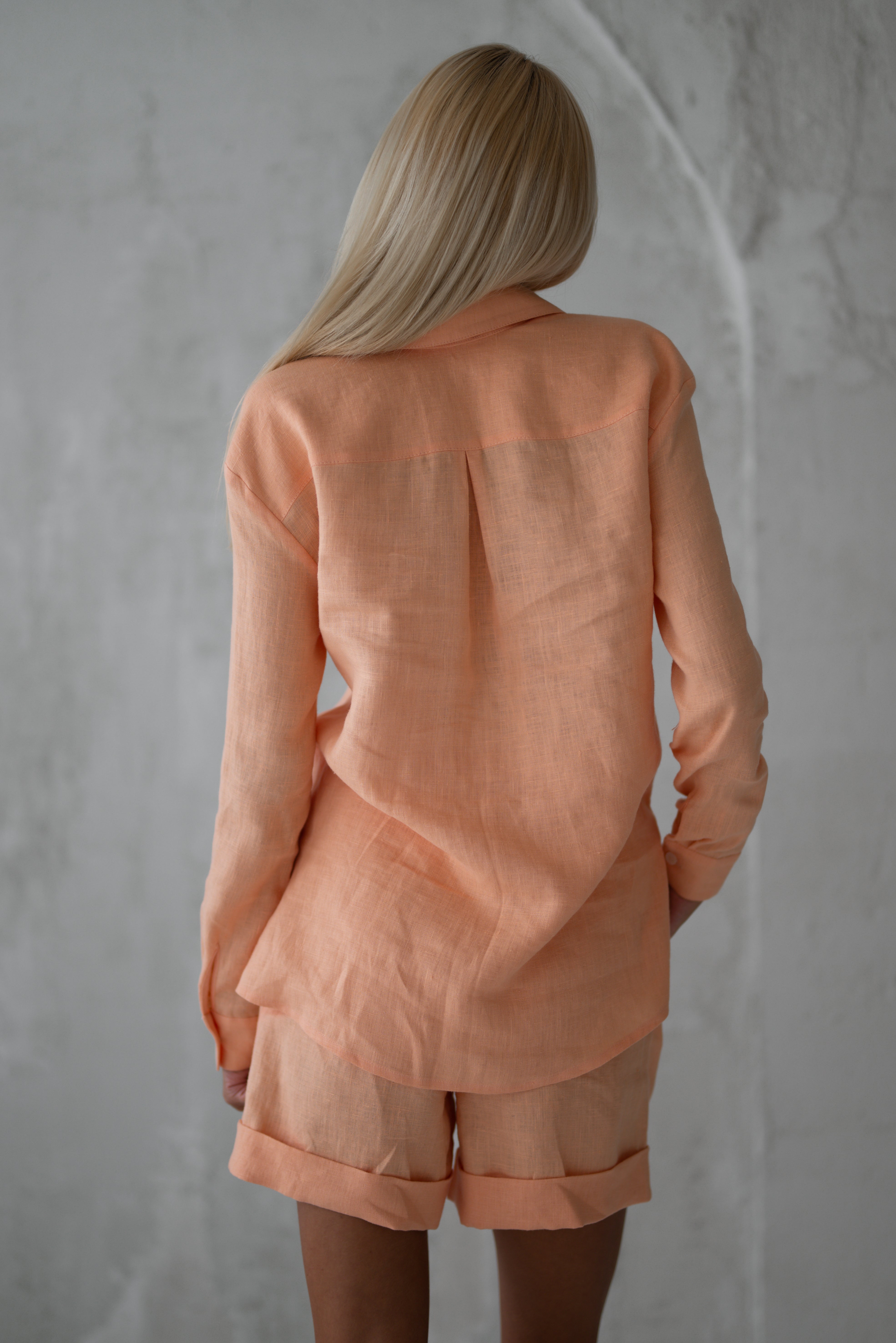 Linen Shirts CW004 in PEACH colour (3583)