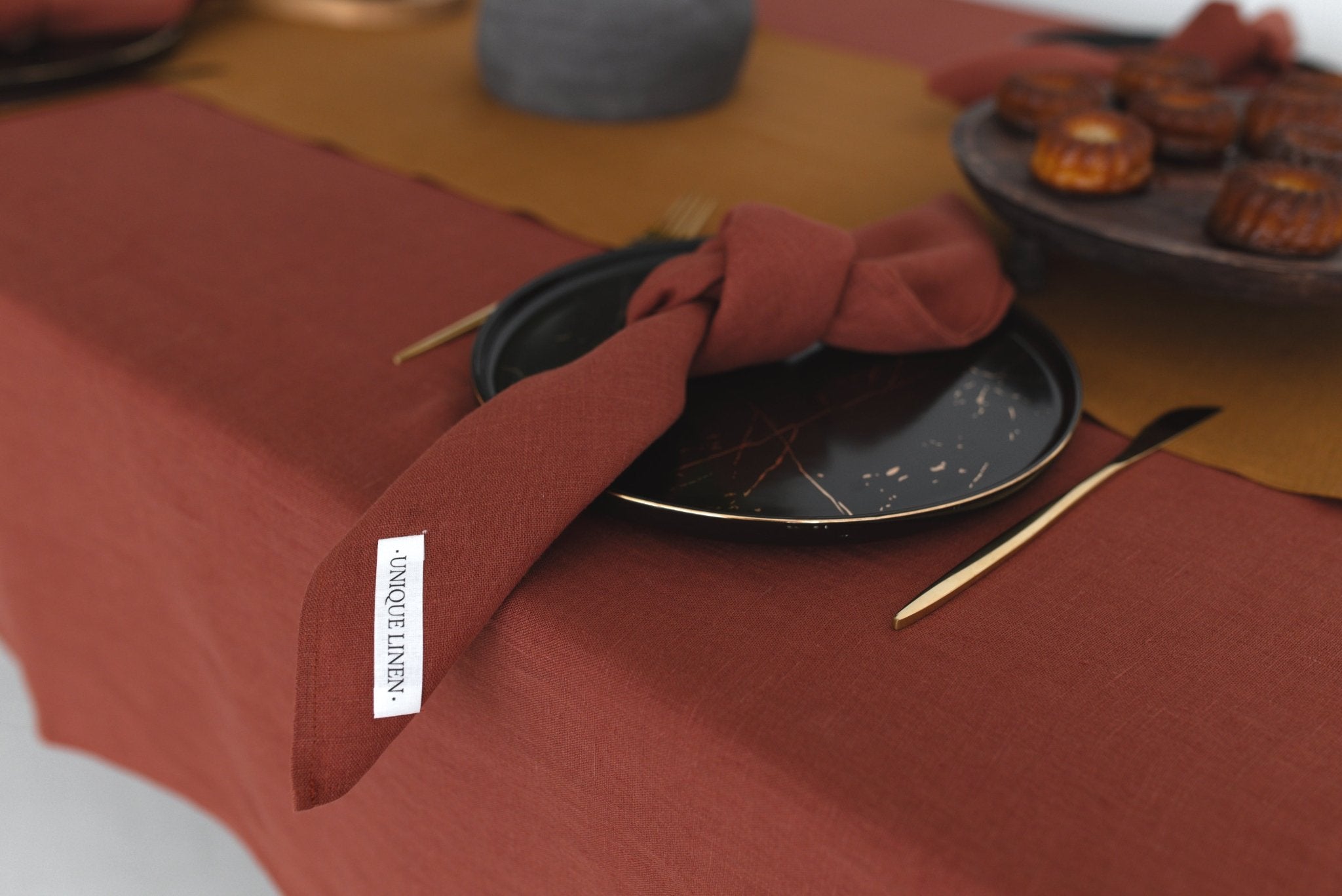 Linen Tablecloth – Natural – White | Wholesale Linen Towels, Tablecloths, Napkins, Bathrobes, Aprons, Abayas & Thobes - Middle East Collection by Unique Linen“
