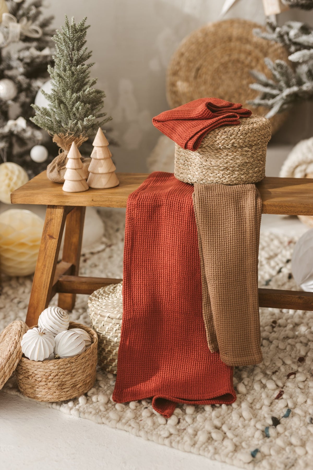 Bath Linen Waffle Towel TW002 in CINNAMON STICK colour