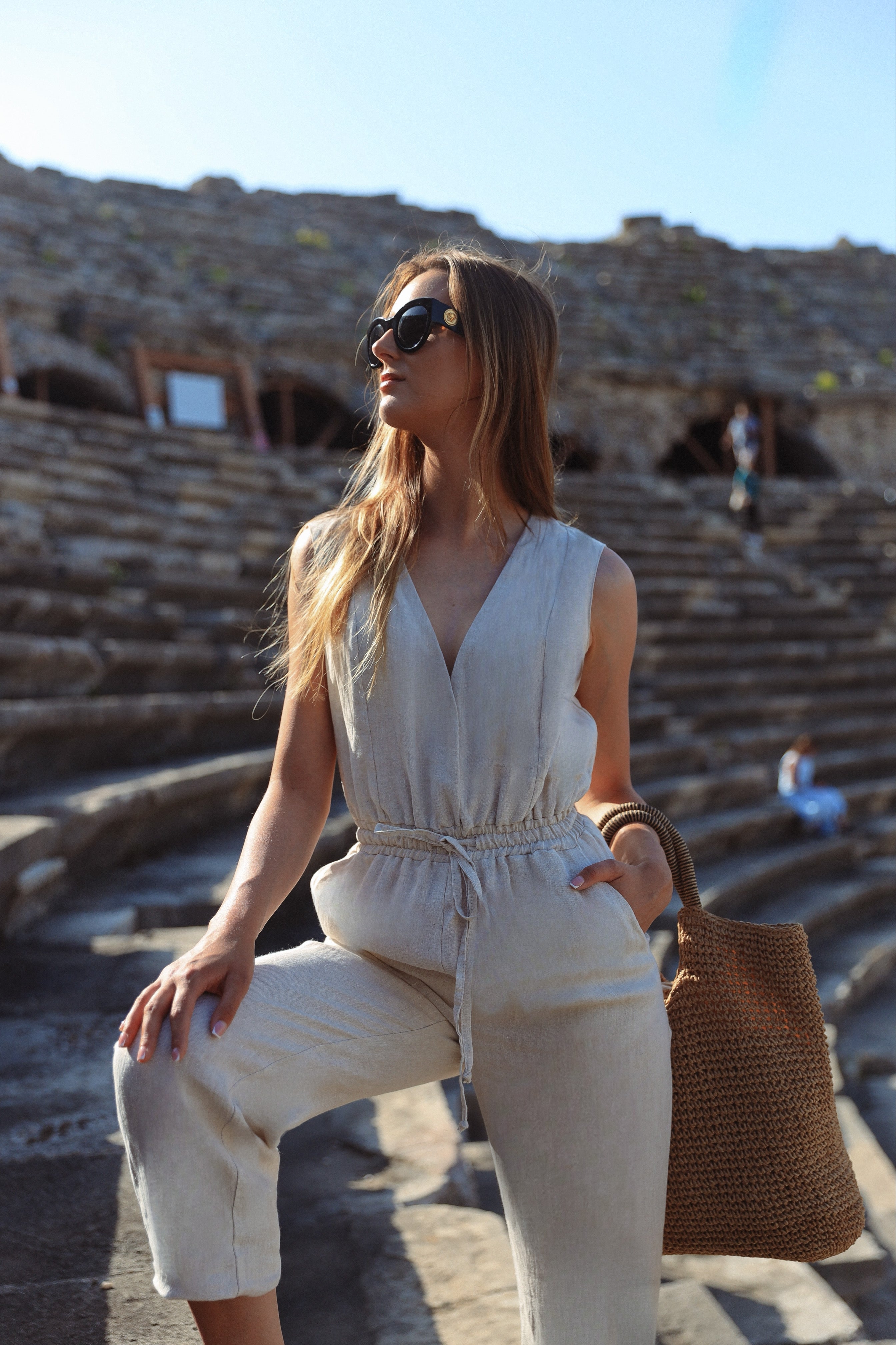 Linen jumpsuit BRUNELLA in Natural Melange