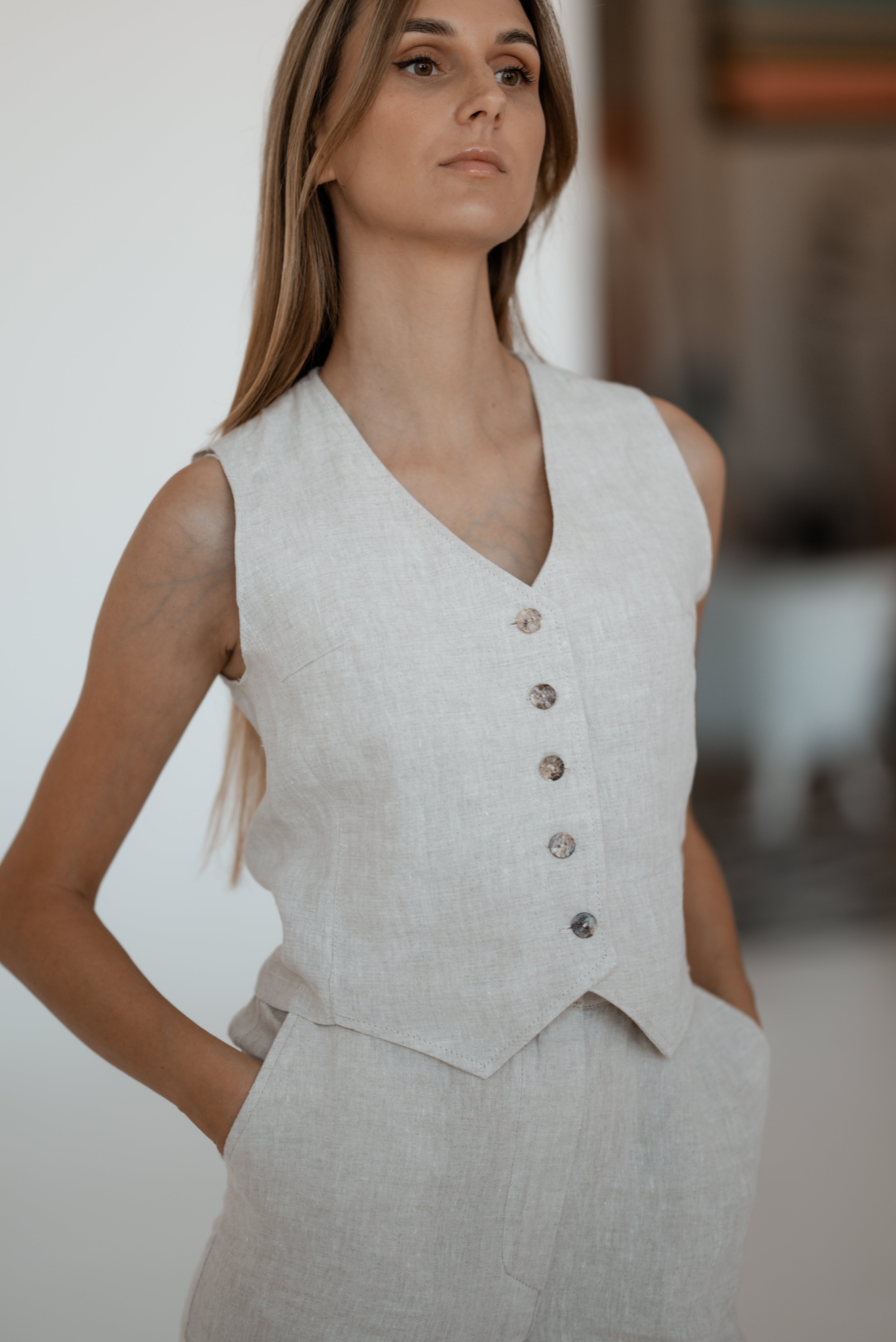 Linen Waistcoat CW021