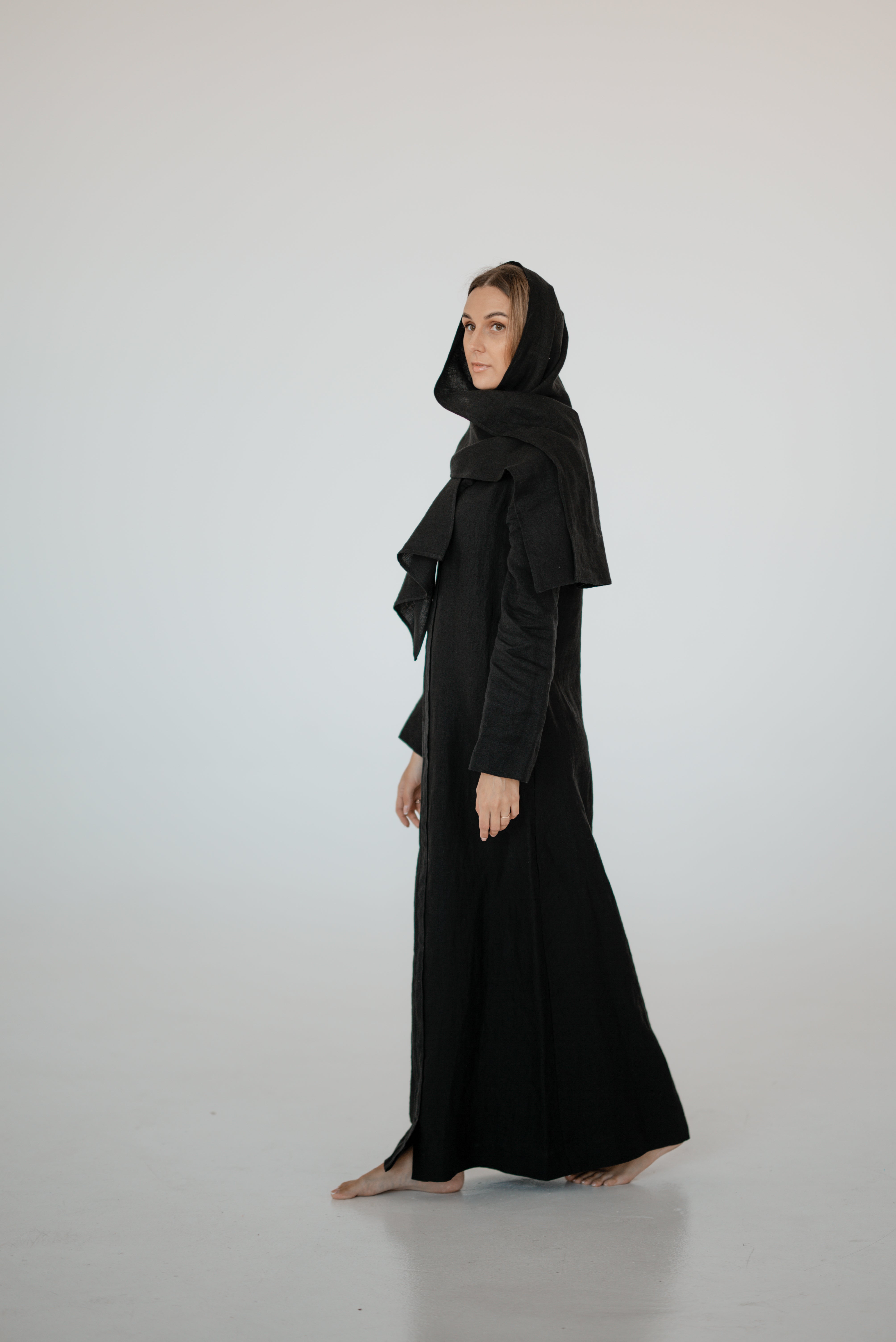 Linen Abaya and Hijab CMU030