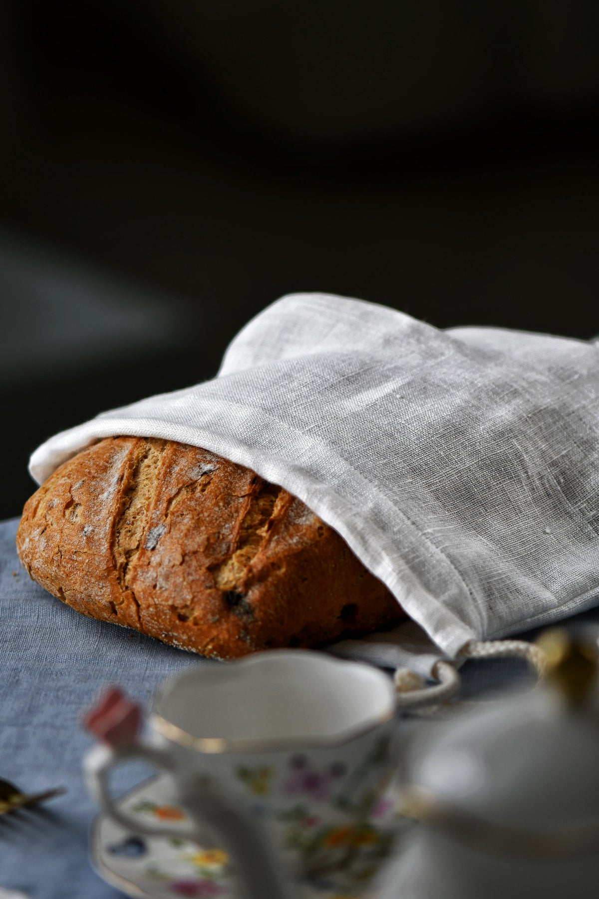 Linen Bread Bag KB001 in white colour (19)