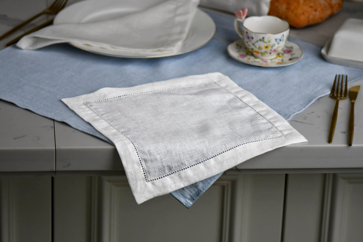 Linen Hemstitch Napkin TN003 in optical white colour (18)
