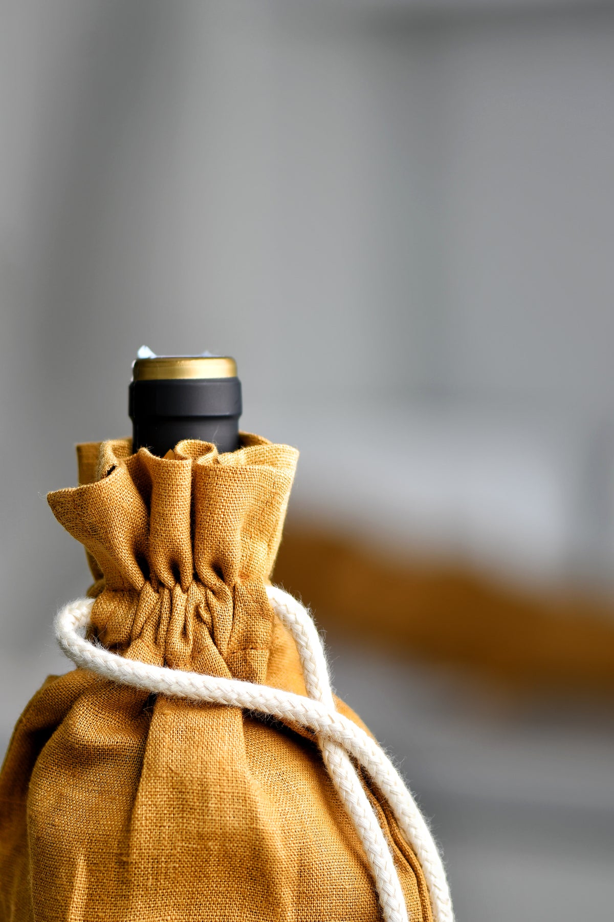 Linen Wine Bag KW001 in CINNAMON colour (3330)