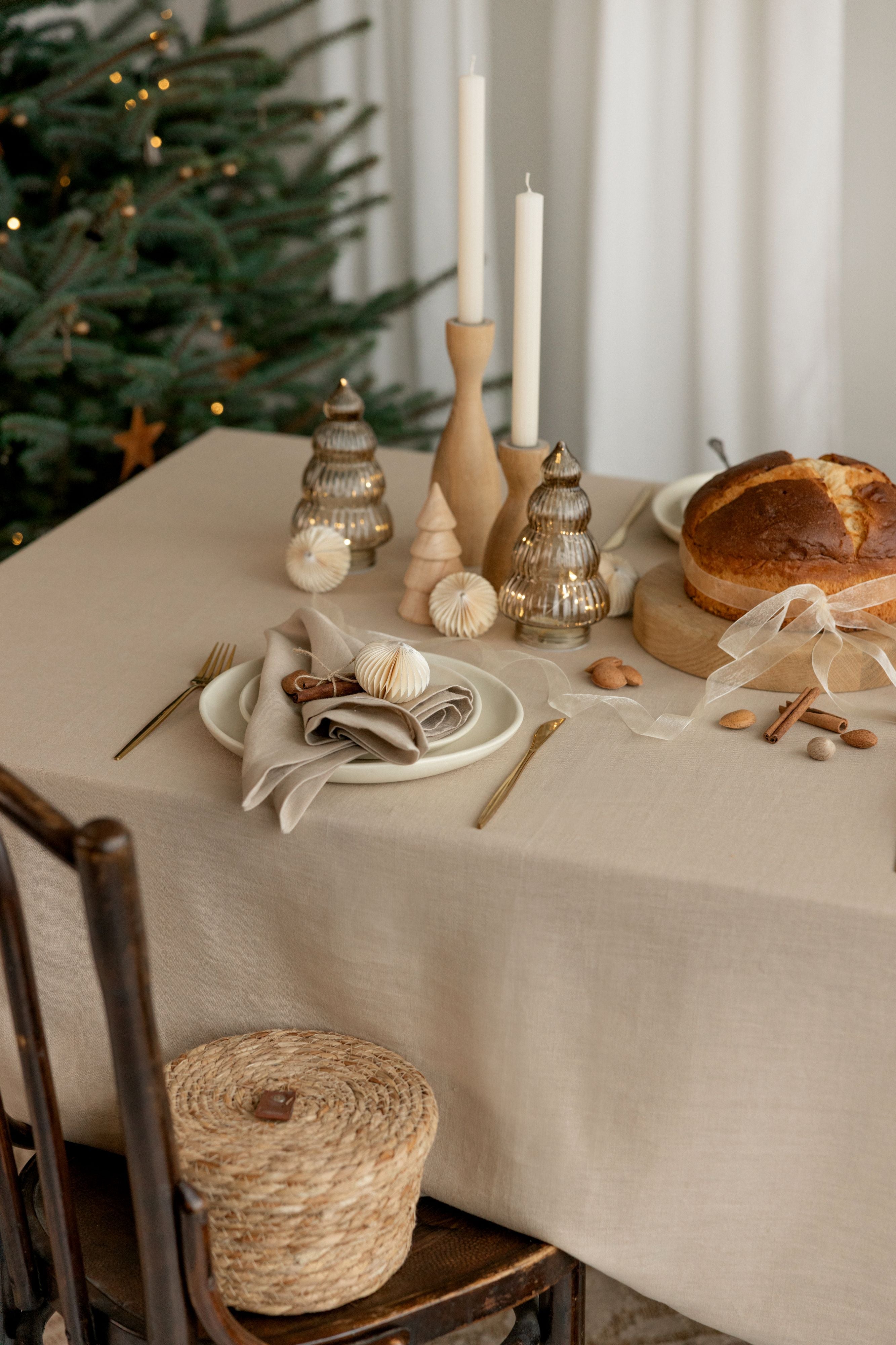 Linen Tablecloth TC002 in BEIGE COLOUR (2370)