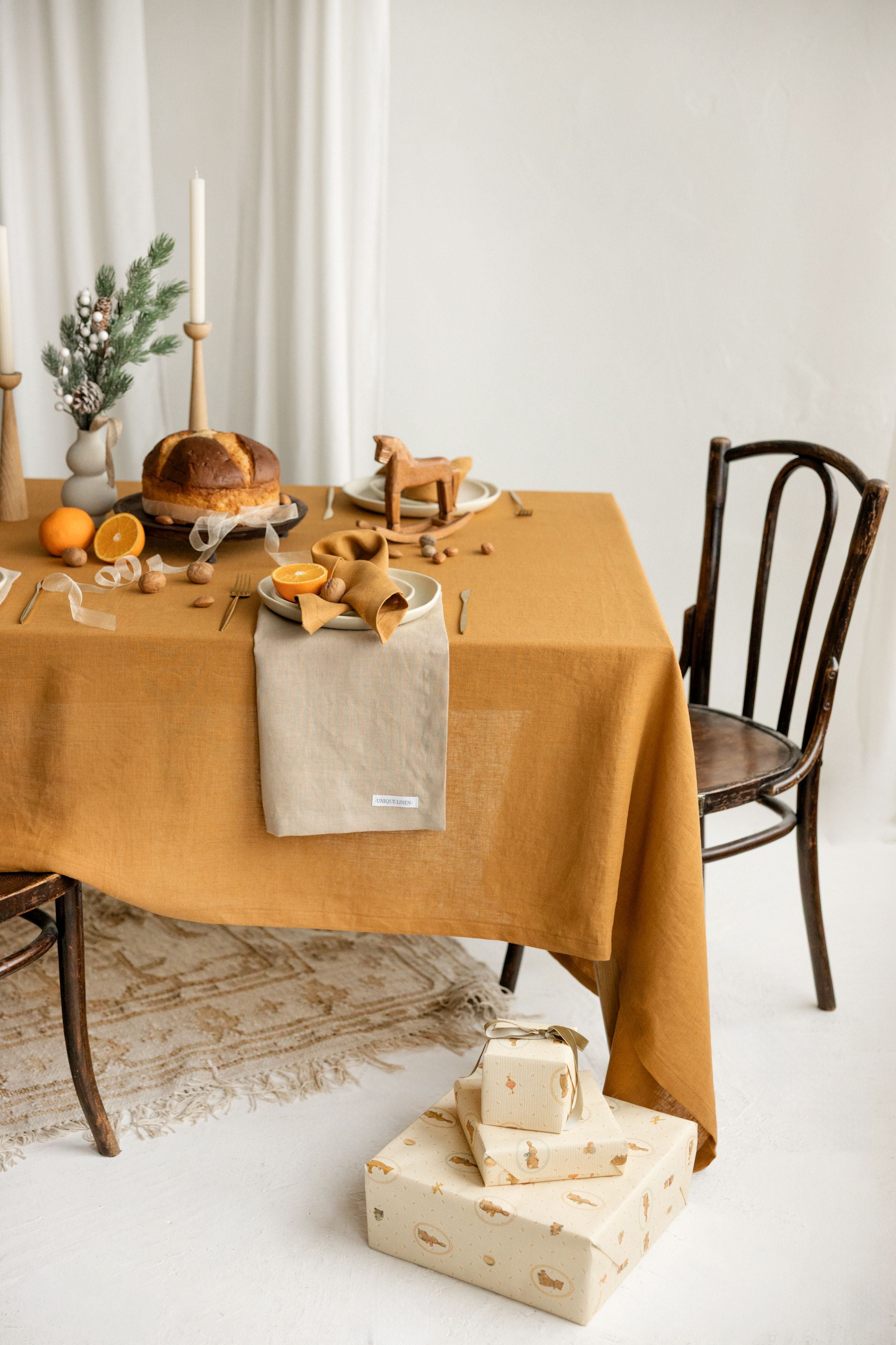 Linen Tablecloth TC002 in MAPLE COLOUR (598)