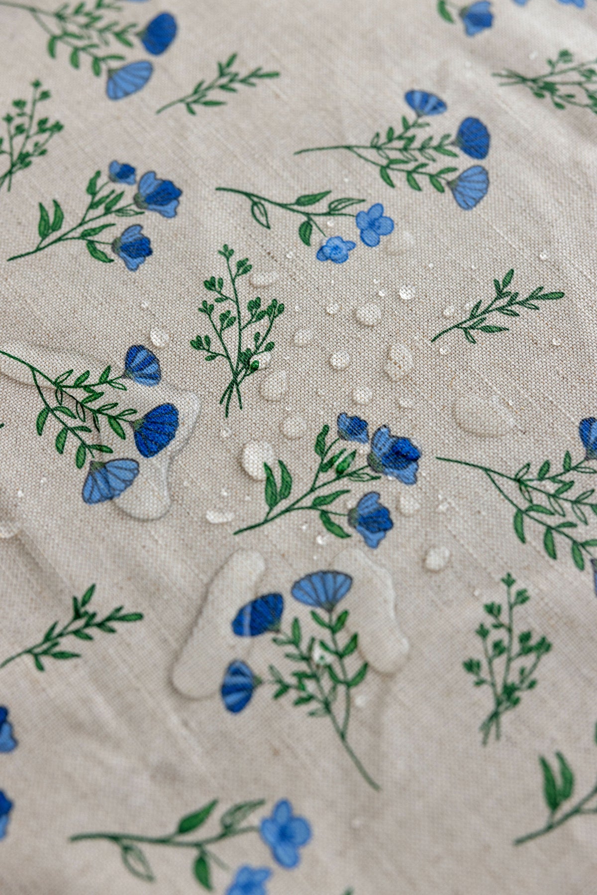 Linen Waterproof Tablecloth TC005 IN Blue Meadow PRINT