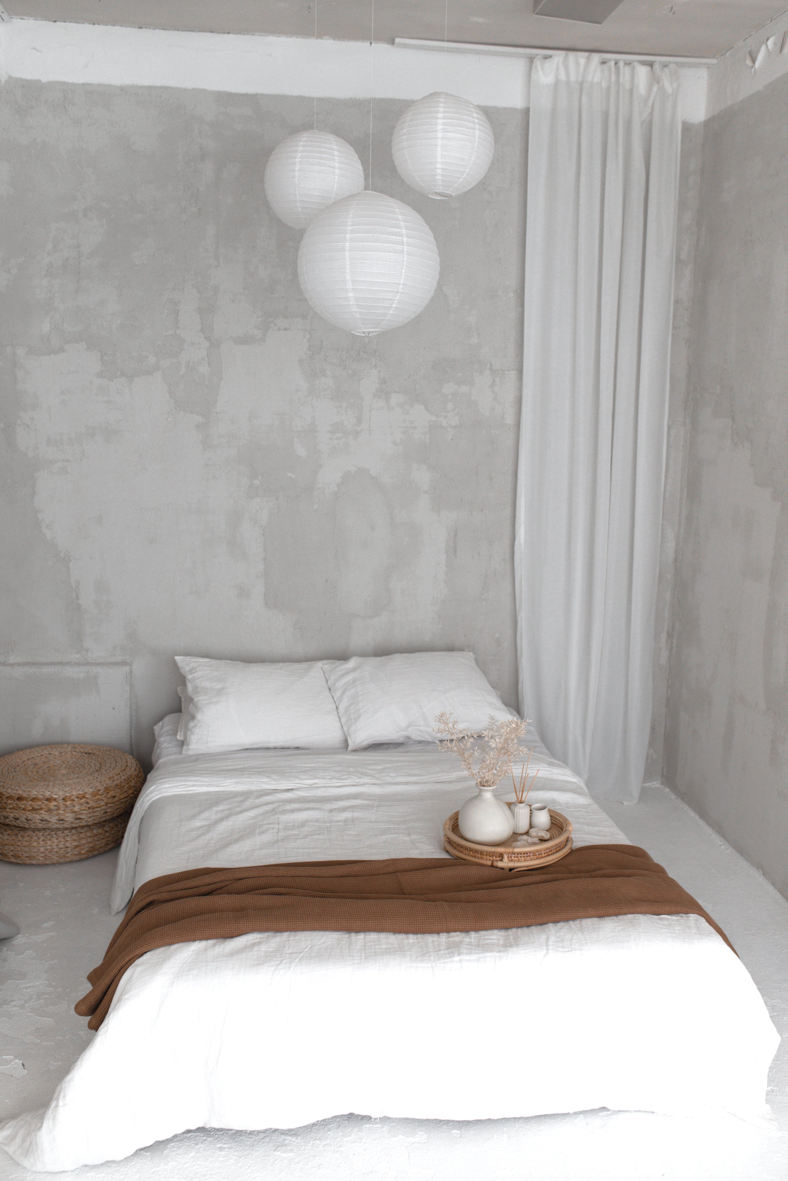 Linen Waffle blanket/throw BB001 in RAW UMBER COLOUR