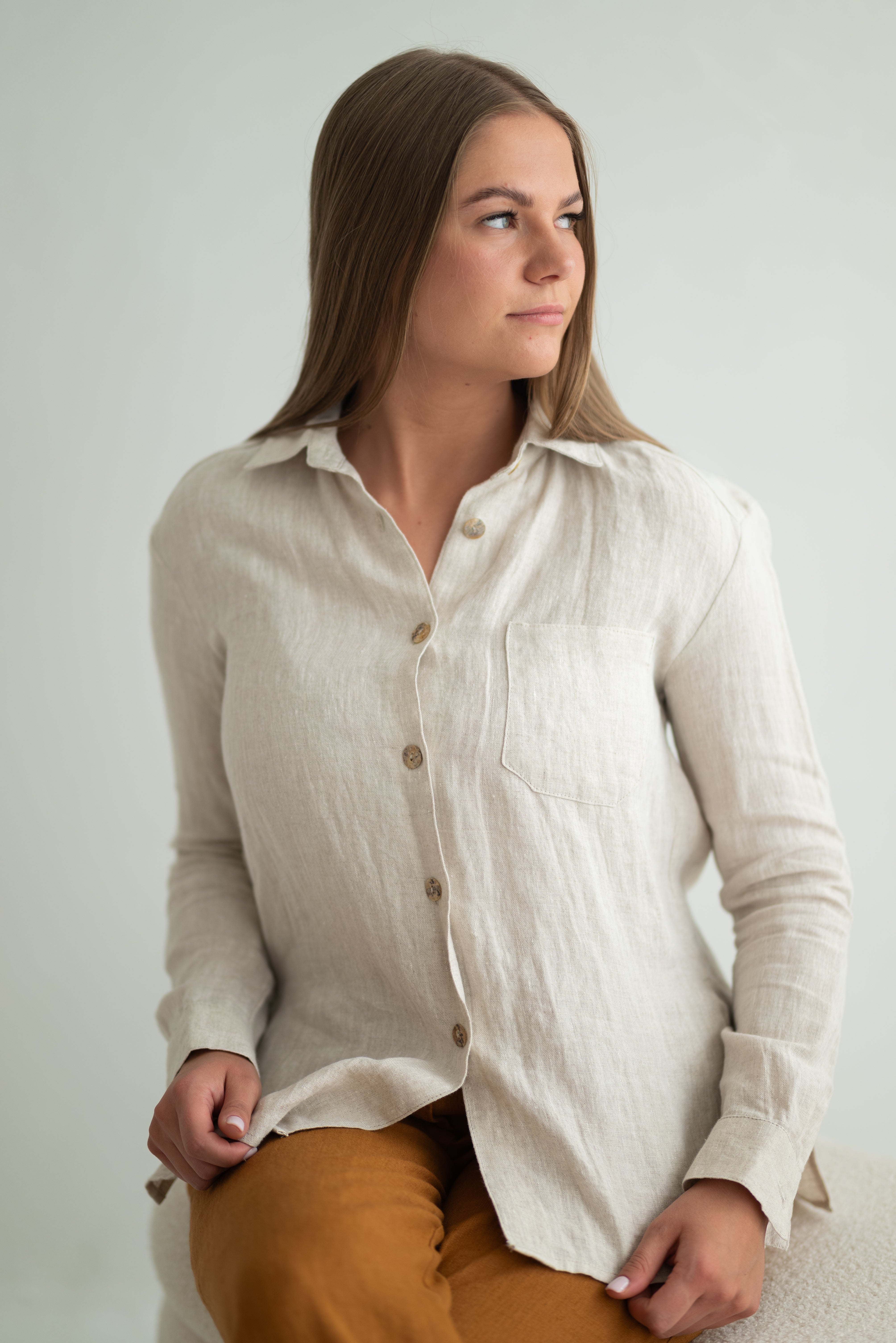 Linen shirts CW004 in NATURAL MELANGE COLOUR
