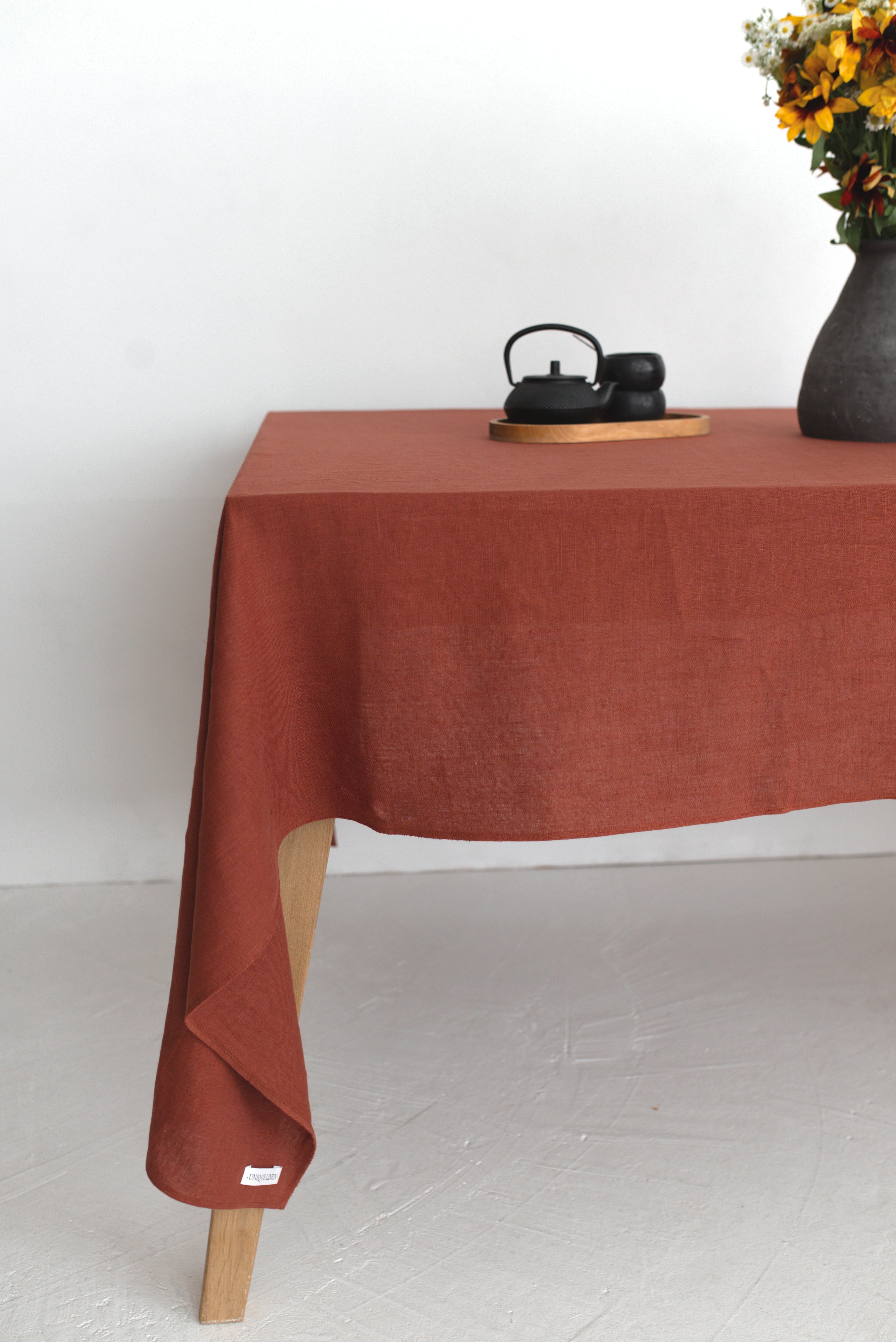 LINEN TABLECLOTH TC001  IN TERRACOTTA COLOUR (2709)