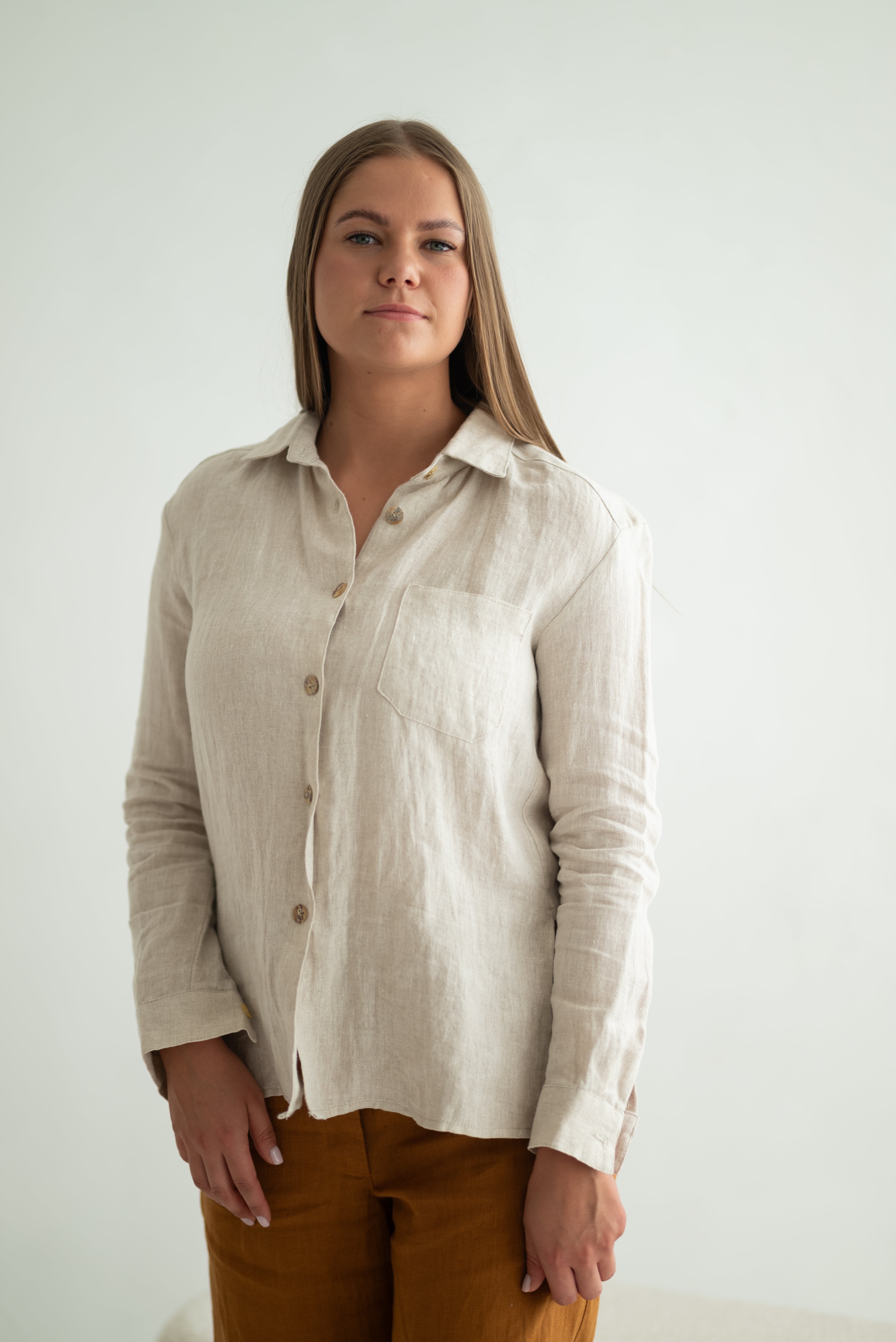 Linen shirts CW004 in NATURAL MELANGE COLOUR