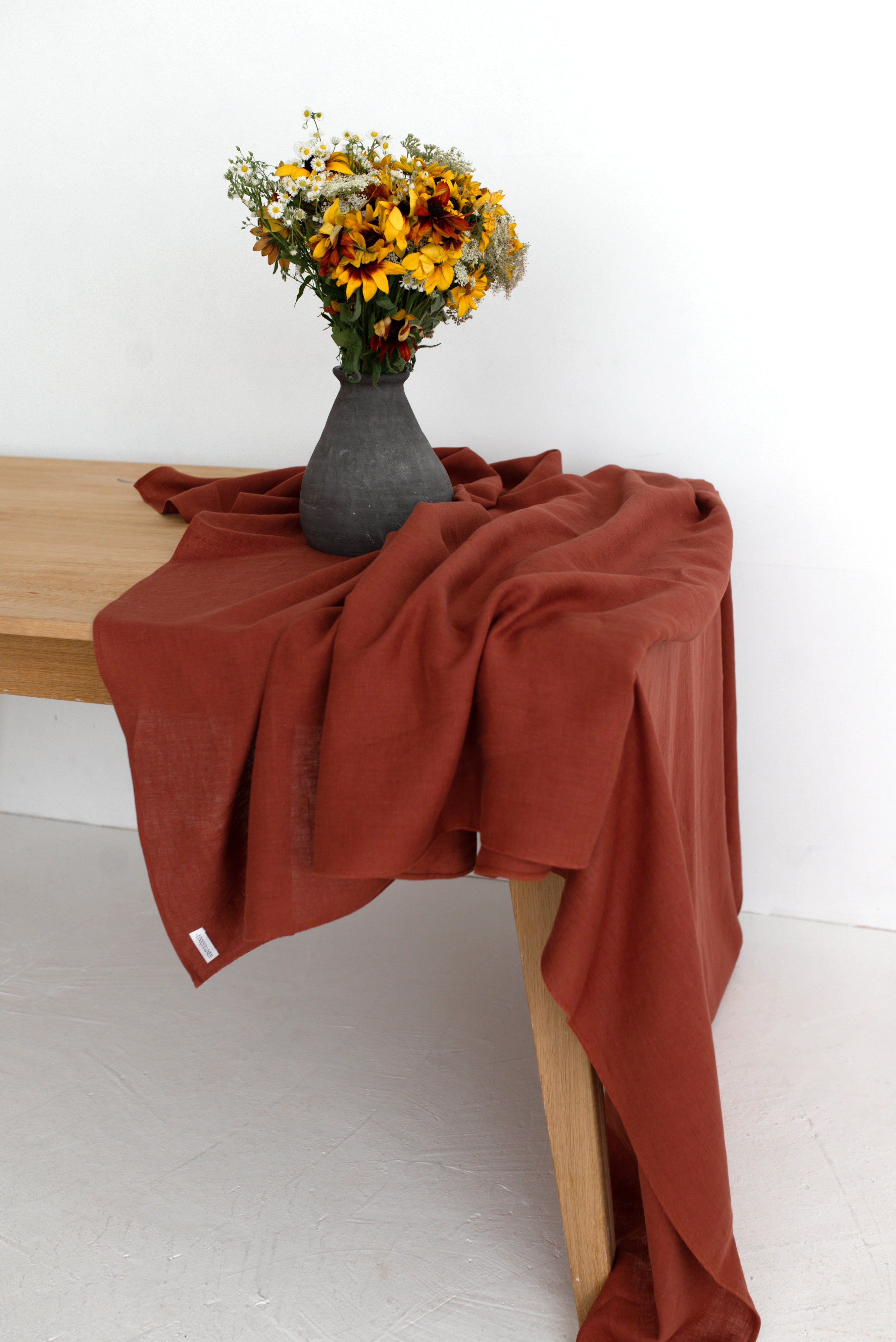 LINEN TABLECLOTH TC001  IN TERRACOTTA COLOUR (2709)