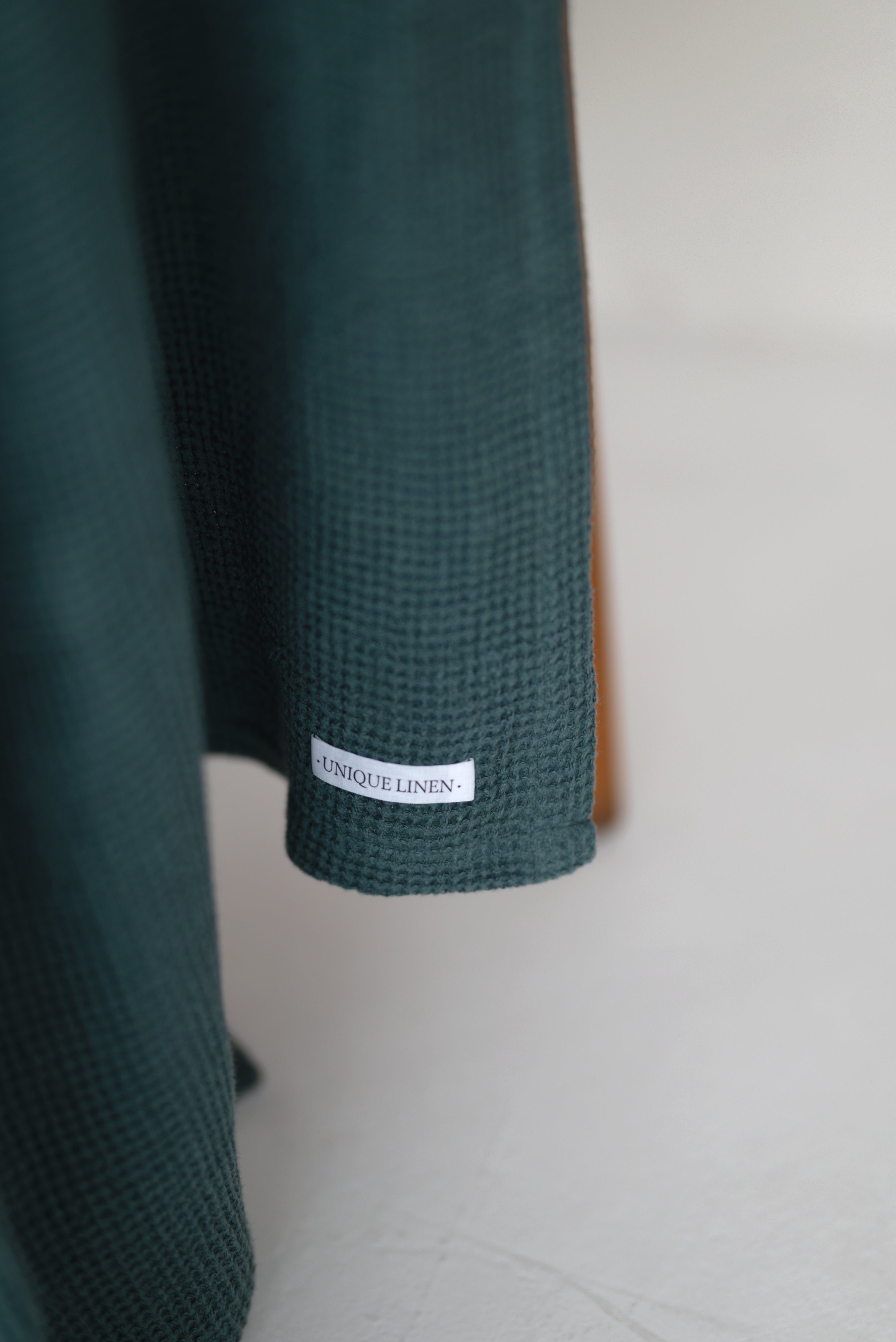 Linen Waffle blanket/throw BB001 in DARK FOREST COLOUR