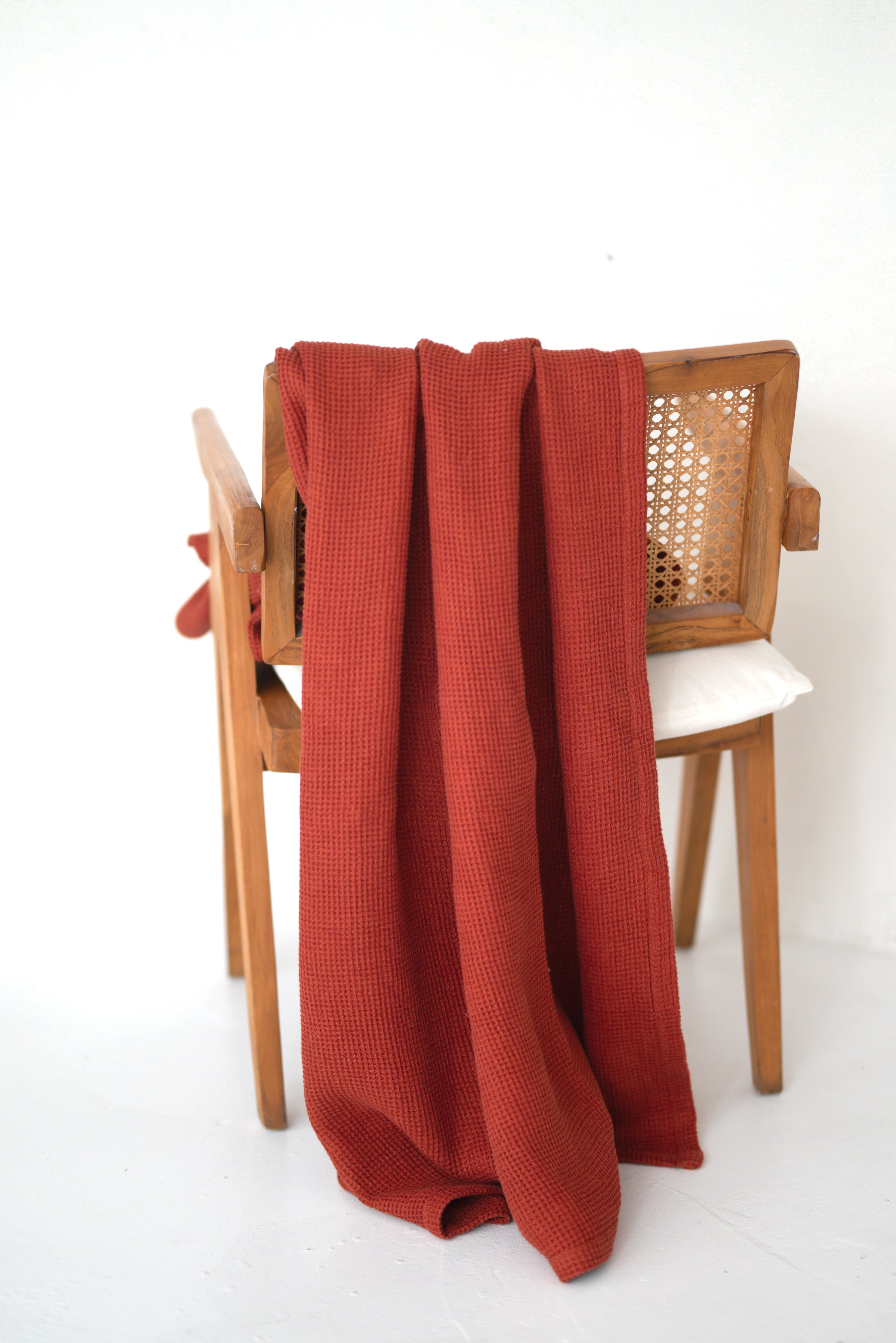 Linen Waffle blanket/throw BB001 in CINAMON STICK COLOUR