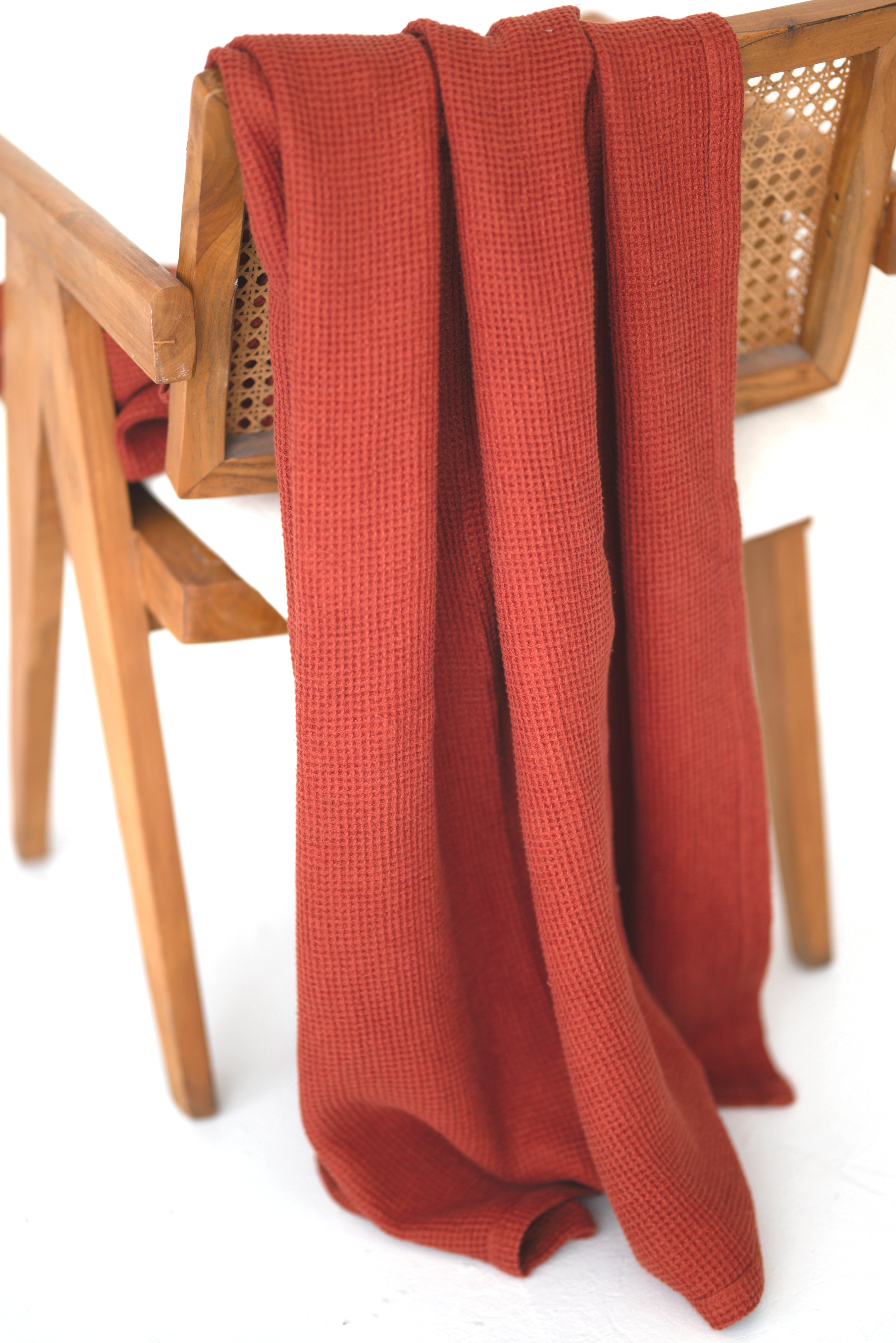 Linen Waffle blanket/throw BB001 in CINAMON STICK COLOUR