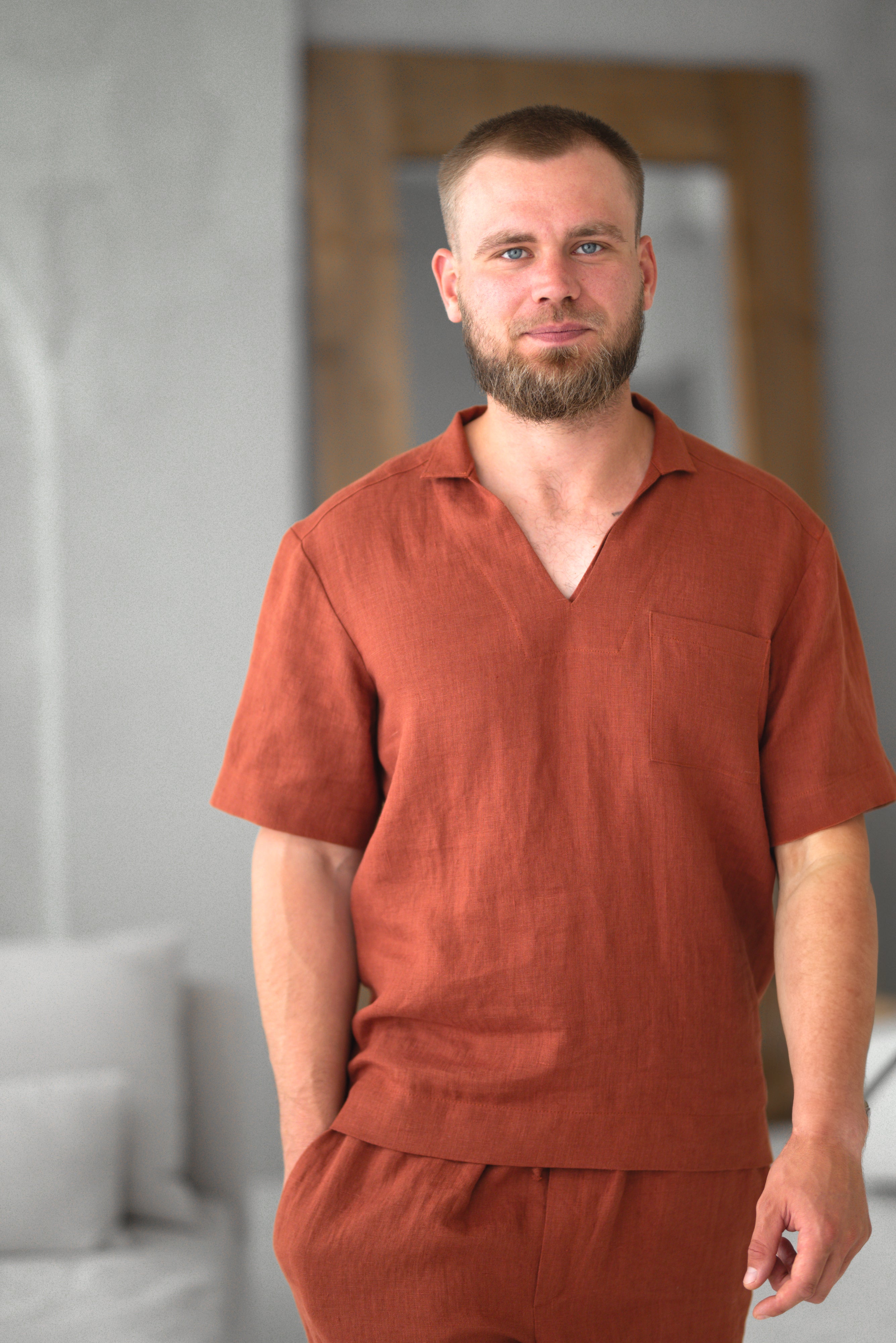 LINEN T-SHIRT CM026 in TERRACOTTA (2709)