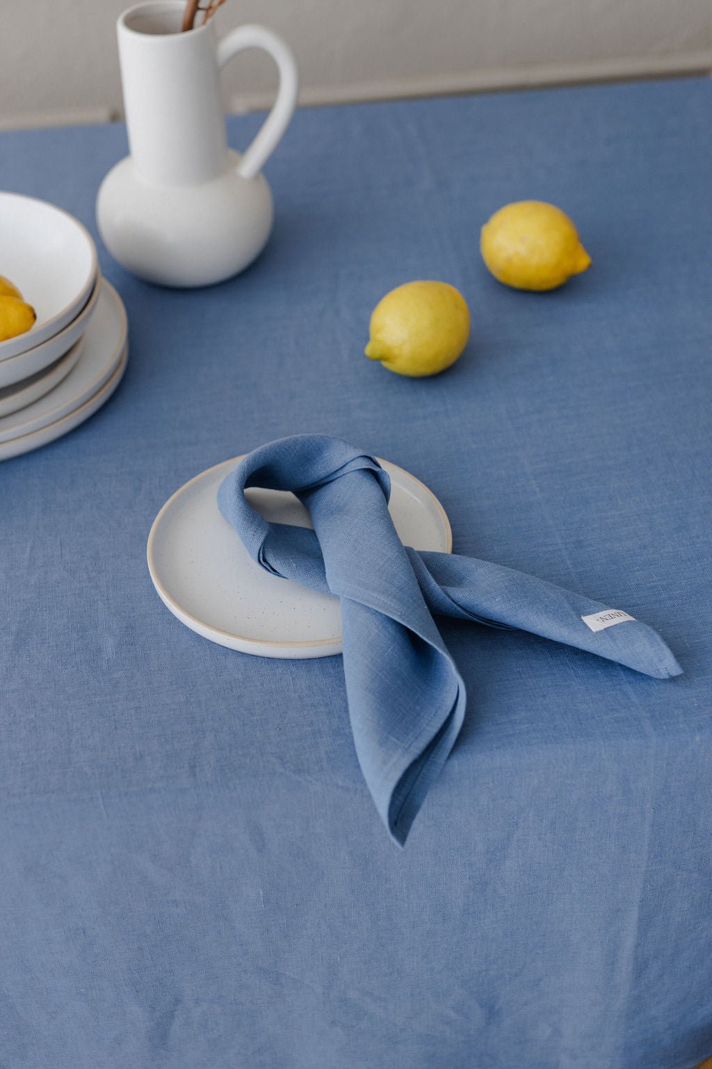 Linen Tablecloth – Natural – White | Wholesale Linen Towels, Tablecloths, Napkins, Bathrobes, Aprons, Abayas & Thobes - Middle East Collection by Unique Linen“